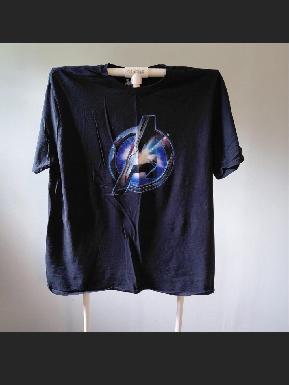 Gildan Black Short-Sleeve Tee with Blue & Silver Avengers Emblem